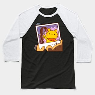 Scary Ghost Innocent Bear Polaroid Baseball T-Shirt